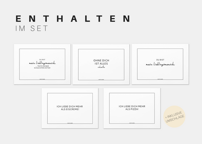Grußkarten Set für die Liebsten, liebevoll und frech mit Rabatt 
