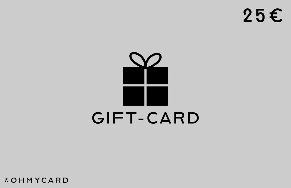 Schwarzer Wertgutschein für 25 Euro, Geschenkgutschein, Minimalistisch 