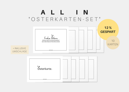 Osterkarten Set mit 10 Grußkarten, frech und minimalistisch 
